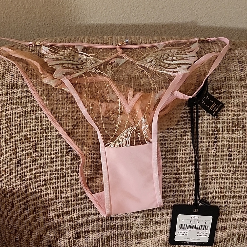 Honey Birdette Pink and Gold Lace Panties